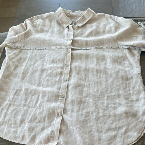 Chico’s No Iron Classic Linen 3/4 Sleeve Natural Beige Button-Up Shirt Size XL20 - Picture 10 of 15